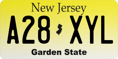 NJ license plate A28XYL