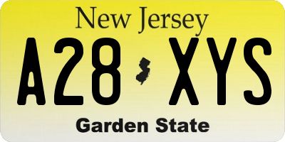 NJ license plate A28XYS