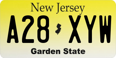 NJ license plate A28XYW