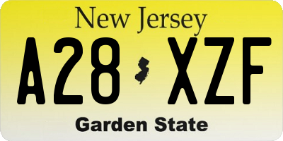 NJ license plate A28XZF