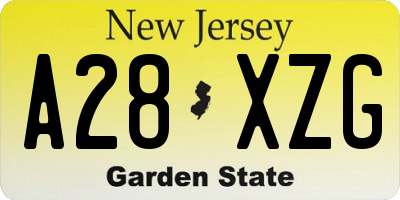 NJ license plate A28XZG