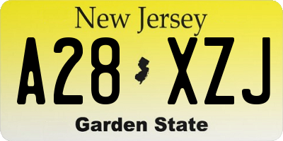 NJ license plate A28XZJ