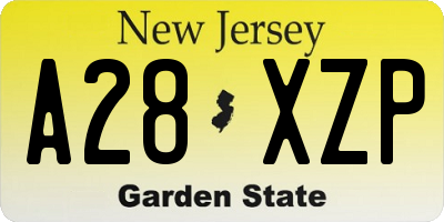 NJ license plate A28XZP