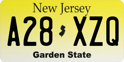 NJ license plate A28XZQ