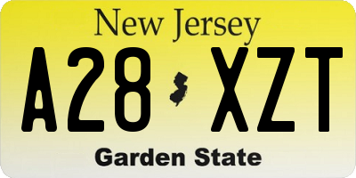 NJ license plate A28XZT