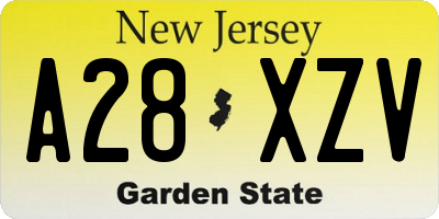 NJ license plate A28XZV