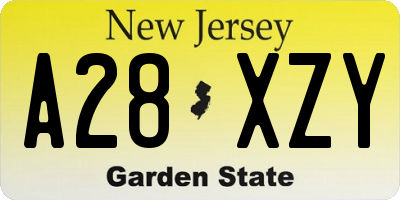 NJ license plate A28XZY