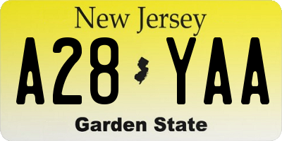NJ license plate A28YAA