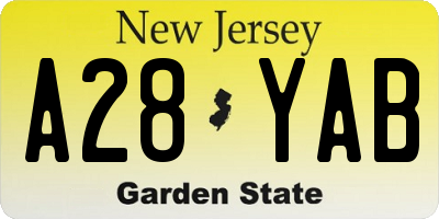 NJ license plate A28YAB