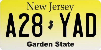 NJ license plate A28YAD