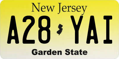 NJ license plate A28YAI