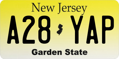 NJ license plate A28YAP