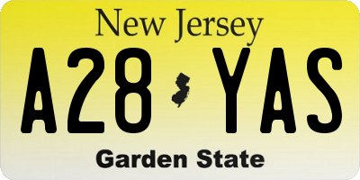 NJ license plate A28YAS