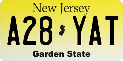 NJ license plate A28YAT