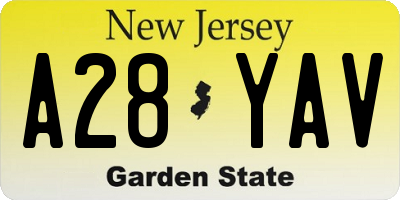 NJ license plate A28YAV