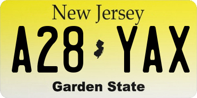 NJ license plate A28YAX