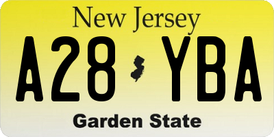 NJ license plate A28YBA