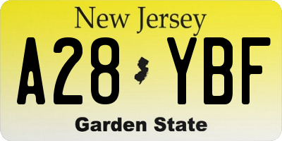 NJ license plate A28YBF