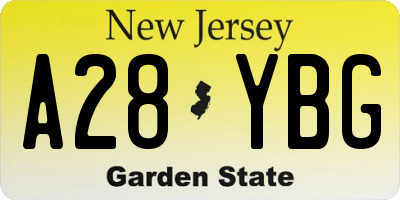 NJ license plate A28YBG
