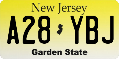 NJ license plate A28YBJ