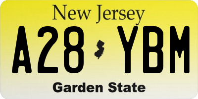 NJ license plate A28YBM