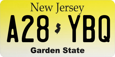 NJ license plate A28YBQ