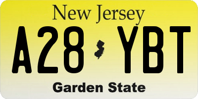 NJ license plate A28YBT
