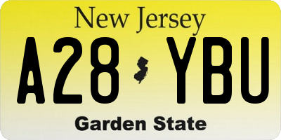 NJ license plate A28YBU