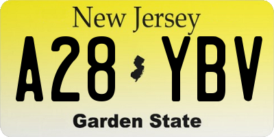 NJ license plate A28YBV