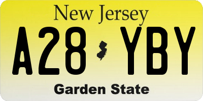 NJ license plate A28YBY