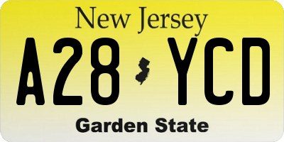 NJ license plate A28YCD