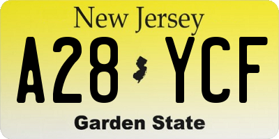 NJ license plate A28YCF