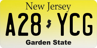 NJ license plate A28YCG