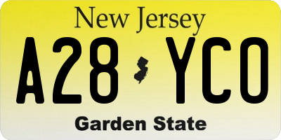 NJ license plate A28YCO