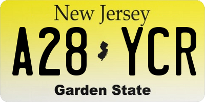 NJ license plate A28YCR