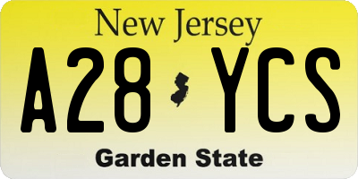 NJ license plate A28YCS