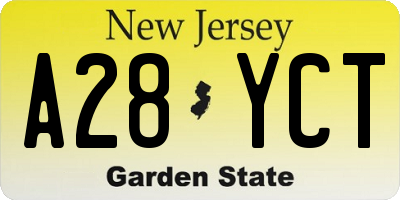 NJ license plate A28YCT