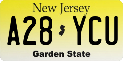 NJ license plate A28YCU