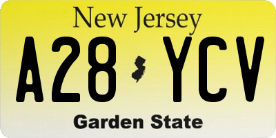 NJ license plate A28YCV