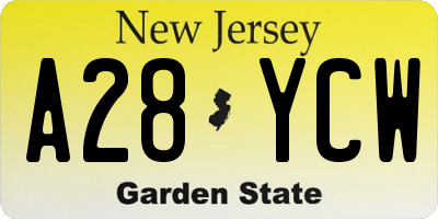 NJ license plate A28YCW