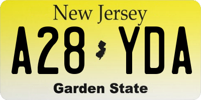 NJ license plate A28YDA