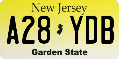 NJ license plate A28YDB