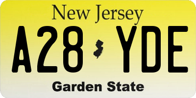 NJ license plate A28YDE