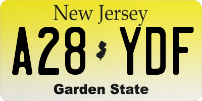 NJ license plate A28YDF