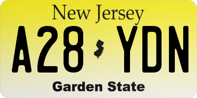 NJ license plate A28YDN