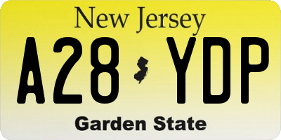NJ license plate A28YDP