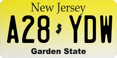 NJ license plate A28YDW