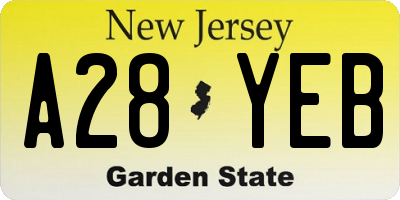 NJ license plate A28YEB