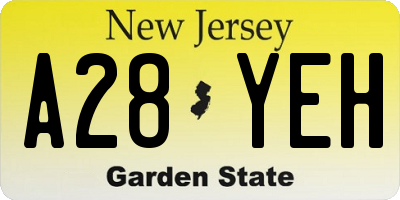 NJ license plate A28YEH