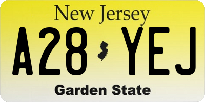 NJ license plate A28YEJ